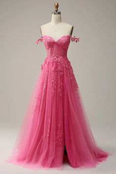 Zapakasa Women Hot Pink Prom Dress A Line Spaghetti Straps Party Dress with Appliques Prom Dresses Bedazzled, Lace Dress S, Sleeping Beauty Prom Dress, Pink Vintage Prom Dress, Prom Dress Inspiration Pink, Dark Pink Prom Dresses, Loose Prom Dresses, Pink Flowy Prom Dress, Hot Pink Dress Formal