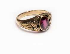 Almandine Garnet Men's Ring.Art Nouveau 14K yellow gold almandine garnet men's ring. Rings size 10.5. Ring has not been polished and therefore it has its original patina. Nowadays, rings come in a variety of interesting designs and high-quality materials, some of which are adorned with precious and semiprecious stones. And when it comes to the vintage and antique ones, you definitely have many exquisite models to explore. Please view our collection of rings. Antique Vintage Rings Mens Garnet Rings, Vintage Mens Rings Antiques, Vintage Men Jewelry, Men Gemstone Ring, Vintage Ring Men, Stone Ring Design Gold Men, Men Rings Aesthetic, Antique Mens Rings, Antique Wedding Rings Sets