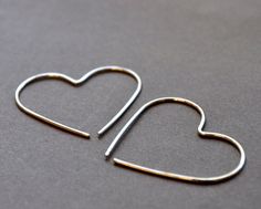 Heart Earrings. Handmade from eco sterling silver. Lightweight, minimalist earrings for everyday wea Small Minimalist Earrings For Everyday, Dainty Heart-shaped Sterling Silver Hoop Earrings, Minimalist Heart Drop Earrings As Gift, Minimalist Heart Earrings With Ear Wire As Gift, Simple Silver Threader Earrings As Gift, Minimalist Heart Hoop Earrings As Gift, Minimalist Heart-shaped Hoop Earrings For Gift, Minimalist Heart-shaped Hoop Earrings As Gift, Simple Design Hoop Earrings As Gift