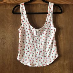 Pacsun “Me To We” Tank Nwt Size M, Excellent Condition Casual Printed Tank Top, White Printed Tank Top For Spring, Spring White Printed Tank Top, White Printed Tank Top For The Beach, Printed Tank Top For Spring And Summer, Casual Sleeveless Top With Strawberry Print, White Casual Tank Top For Summer, Printed Tank Top For Day Out, White Casual Tank Top With Floral Print