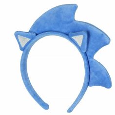 a blue cat ears headband on a white background