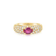 Andreoli Ruby And Diamond Ring features: 0.94 ct Diamond 1.10 ct Ruby 7.60 g 18k Gold Made in Italy Yellow Gold Ruby Rings With Pave Setting, Luxury Oval Ruby Ring With Pave Setting, Formal Yellow Gold Ruby Ring With Pave Setting, Oval Ruby Diamond Ring With Pave Setting, Elegant Yellow Gold Ruby Ring With Pave Setting, Classic Ruby Ring With Pave Setting, Classic Yellow Gold Ruby Ring Gia Certified, Classic Yellow Gold Gia Certified Ruby Ring, Classic Ruby Ring With Pave Setting For Anniversary