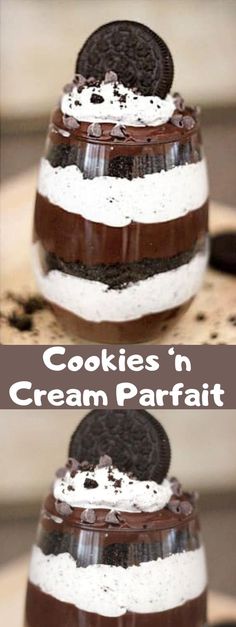 cookies'n cream parfait is an easy dessert made with oreos and whipped cream