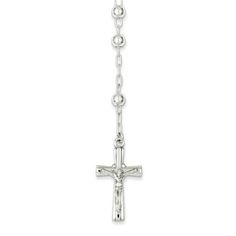 Sterling Silver Polished Rosary Necklace. Material: Primary - Purity:925|Chain Length:26 in|Chain Width:5 mm|Charm/Element Length:30 mm|Charm/Element Width:17 mm|Feature:Solid|Material: Primary:Sterling Silver|Item Weight U/M:gm|Product Type:Jewelry|Jewelry Type:Necklaces|Sold By Unit:Each|Necklace Type:Rosaries|Material: Primary - Color:White Size: Length: 26 inch -.  Gender: unisex.  Age Group: adult. Rosary Chain Necklace, Silver Rosary, Rosary Necklace, Rosary Chain, Necklace Chain Lengths, Religious Jewelry, Fine Jewelry Gift, Selling Jewelry, Necklace Chain