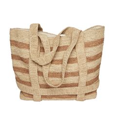 The Original Straw Traveler Bag- Toast Stripe - The Well Appointed House Casual Striped Bags For Vacation, Casual Striped Vacation Bags, Casual Striped Shoulder Bag For Summer, Casual Striped Summer Shoulder Bag, Casual Striped Beach Bag For Vacation, Striped Beach Bag For Everyday Summer Use, Summer Beach Tote With Striped Lining, Striped Bags For Spring Beach Outings, Striped Summer Beach Bag For Beach Season