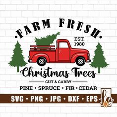 farm fresh christmas trees truck svg file