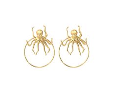 The Octupus Hoops are perfect for getting everyone's attention. Their large size makes them ideal for wearing during the day or night. They are gold or silver plated and feature our essential details. All our jewelry is handmade in Colombia, by local artisans. This piece is plated in 24-karat nickel-free gold to avoid allergies or 1,000 silver. - Measurement: length 7.5cm, width 5.5cm. - Material: bronze with 24k gold or 1,000 silver plating. - Weight: 21gr. - Technique: lost wax previously carv Gold Sterling Silver Clip-on Hoop Earrings, Gold Clip-on Hoop Earrings In Sterling Silver, Unique Handmade Yellow Gold Hoop Earrings, Unique Gold Hoop Jewelry, Clip-on Brass Hoop Jewelry, Brass Clip-on Hoop Jewelry, Unique Gold Round Hoop Earrings, Unique Yellow Gold Hoop Earrings, Gold Unique Hoop Earrings