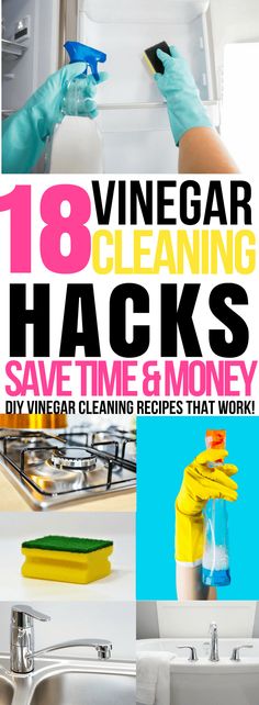 Looking for ways to clean with vinegar? These DIY vinegar cleaning solutions are amazing! Whether you’re searching for vinegar cleaning spray recipes to clean floors, the microwave or bathrooms this collection of 18 homemade vinegar cleaning hacks has you covered! Find out how you can easily clean difficult areas like soap scum in bathrooms, hard stains in toilets, and stainless steel in the kitchen with vinegar! #cleaninghacks #cleaningtips Vinegar Cleaning Solution, Vinegar Cleaning Hacks, Vinegar Cleaning Spray, Diy Vinegar, Cleaning With Vinegar, Clean Your House