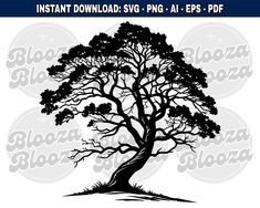 an image of a tree silhouetted in black and white with the words instant printable