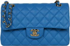 Elegant Blue Double Flap Bag, Formal Blue Double Flap Bag, Formal Blue Bags With Double Flap, Formal Blue Bag With Double Flap, Luxury Blue Bags With Gold-tone Hardware, Luxury Blue Shoulder Bag For Formal Occasions, Designer Light Blue Formal Bags, Classic Blue Shoulder Bag, Classic Blue Bag With Gold-tone Hardware