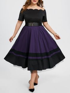 Plus Size Off The Shoulder Midi Party Dress - Purple - 3D46854212 - Women's Clothing, Plus Size Women's Clothing  #PlusSizeWomensClothing #Women's #Clothing # #Plus #Size #Women's #Clothing Off The Shoulder Plus Size, Plus Size Off The Shoulder, Big Size Dress, Midi Party Dress, Cheap Dresses Casual, Vintage Party Dresses, Plus Size Summer Outfit, Mid Calf Dresses, Plus Size Party Dresses