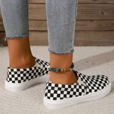 Material Rubber Style Casual Daily Element Printing Shoes Closure Type Slip-on Shoes Toe Type Round Shoes Type Comfortable Size(in) Foot Length US6EU36 9.1 US6.5EU37 9.3 US7.5EU38 9.4 US8.5EU39 9.6 US9EU40 9.8 US9.5EU41 10 US10.5EU42 10.2 US11EU43 10.4 Size(cm) Foot Length US6EU36 23 US6.5EU37 23.5 US7.5EU38 24 US8.5EU39 24.5 US9EU40 25 US9.5EU41 25.5 US10.5EU42 26 US11EU43 26.5 Tips: Due to the many variations in monitors the color in the image could look slightly different please take physical Black Closed Toe Casual Slip-on Sneakers, Casual Ankle-high Slip-on Sneakers, Synthetic, Casual Black Ankle-high Slip-on Sneakers, Casual Black Slip-on Sneakers For Spring, Casual Ankle-high Slip-on Sneakers In Synthetic Material, Casual Ankle-high Slip-on Sneakers, Black Slip-on Casual Canvas Shoes, Black Casual Slip-on Canvas Shoes, Casual Black Slip-on Canvas Shoes