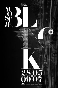 black and white typogramic poster with the words blkk on it