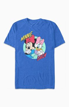 Online only! Who knew that dressing "mousey" could be so cute? Celebrate Walt Disney's most iconic character with these officially licensed Mickey Mouse and Friends styles! All of your favorites, like Mickey Mouse, Minnie Mouse, Goofy, Pluto, Donald Duck, and more, are featured across these adorable Mickey designs that are perfect for your next trip to Disneyland. The Minnie & Daisy T-Shirt features a crew neckline, a front graphic, short sleeves, and a regular fit. 


	S Minnie Mouse Short Sleeve T-shirt For Disney Trips, Blue Mickey Mouse T-shirt For Disney Events, Disney Minnie Mouse Crew Neck T-shirt, Blue Mickey Mouse Playful T-shirt, Playful Blue Mickey Mouse T-shirt, Disney Minnie Mouse Short Sleeve T-shirt, Blue Disney T-shirt For Disney Trips, Blue Mickey Mouse Fun T-shirt, Cute Mickey Mouse T-shirt For Fan Merchandise