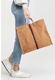 Stripe suede tote - camel Simple Tote Bag, Los Angeles Design, Simple Tote, Suede Tote