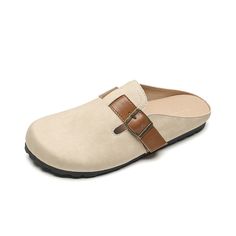 Women Retro Soft Leather Flat Mules-RAIIFY Beige Flat Mules With Buckle Closure, Beige Round Toe Mules With Buckle Closure, Beige Mules With Buckle Closure And Round Toe, Beige Mules With Leather Footbed And Round Toe, Beige Flat Mules With Leather Footbed, Beige Leather Mules With Leather Footbed, Beige Leather Mules With Cushioned Footbed, Beige Leather Mules, Casual Beige Leather Mules