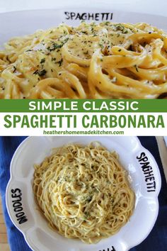 simple classic spaghetti with garlic and parmesan cheese is an easy dinner recipe that's ready in under 30 minutes