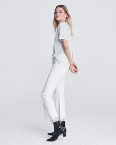 Clean and crisp with a smooth, refined feel in 100% Pima cotton. Perfect for layering with a blazer for a tailored look or on its own for everyday elegance. rag & bone Women's Boyfriend Fit T-Shirt | Pale Mint, 2XS Everyday Elegance, End Of Season Sale, Boyfriend Fit, Jersey Tee, Pima Cotton, Rag & Bone, Workout Shorts, White Jeans, Layering