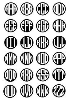 black and white monograms with the letters in each letter, which are different sizes