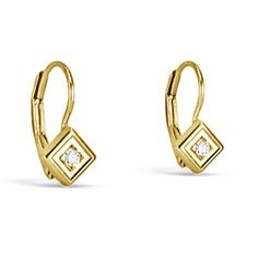 18Kt Yellow Gold 'Cubed' Diamond Leverback Earrings Leverback Earrings, Diamond Carat, Gold Collection, Pierced Ears, Put Together, Ear Piercings, Gold Diamond, Gold Rings, Enamel Pins