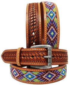 PRICES MAY VARY. 33-34 inches Tan Challenger 1-1/2" wide belt handcrafted from genuine heavy-duty full grain cow leather. Belt is beautifully accented with a hand tooled antique floral finish, white contrast stitching, and unique beaded multicolor inlay. We recommend to go 2" up from your waist size for a comfortable fit. Comes with a removable engraved silver buckle. This belts make a perfect gift for Christmas and Secret Santa. We recommend to go 2" up from your waist size for a comfortable fi Luxury Belts, Rodeo Fashion, Wide Leather Belt, Western Rodeo, Buy Bead, Beaded Belt, Leather Belts Men, Silver Engraving, Fit Men