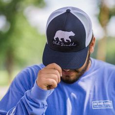 Our Bear Trucker Hat is on sale for only $26.10 🐻 Shop the High Cotton Sale before it ends!   #southern #southernstyle #hunting #fishing #huntingseason #oldsouth #oldsouthapparel - Shop Online at OldSouthApparel.com Bear Hunting, Hunting Hat, Happy Mama, We Bear, Flat Shapes, Hunting Season, Cool Hats, Snap Backs, Southern Style