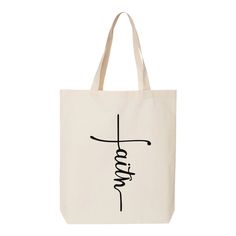 "Faith Cotton Tote Bag, Religious, Jesus, Friendly Bag, Shopping Bag, Cats, Church Disciple, Farmers Market Tote Bag, Vertical Faith Cross 6.0 oz., 100% cotton 20\" self-fabric handles 9\" handle drop Bottom gusset 15\"W x 16\"H x 3\"D" Daily Use Pouch Bag With Letter Print, Daily Use Letter Print Pouch Bag, Everyday Pouch Bag With Letter Print, Everyday Use Letter Print Pouch Bag, Canvas Pouch Gift Bag, Everyday Softback Bag With Letter Print, Farmers Market Tote Bag, Music Tote Bag, Music Bag