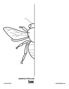 a drawing of a bee is shown on the side of a wall with lines showing where it