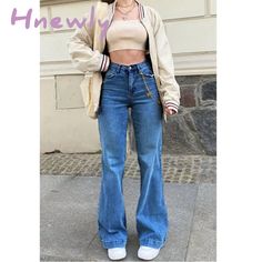 Summer women's baggy jeans bell-bottom pants mid-waist blue denim dark long casual fashion straight leg pants female [23y 8m 8d] Baggy Flare Jeans For Streetwear, Trendy Baggy Full-length Flare Jeans, Non-stretch Flare Jeans For Fall Streetwear, Trendy Baggy Dark Wash Flare Jeans, High Waist Baggy Dark Wash Flare Jeans, Baggy High Waist Dark Wash Flare Jeans, Baggy Mid-rise Flare Jeans For Fall, Fall Streetwear High-waisted Flare Jeans, High-waisted Flare Jeans For Fall Streetwear