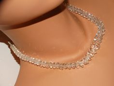 "The highly sparkling necklace length is 16\", weight 40 grams in excellent condition." Classic Crystal Necklaces For Party, Single Strand Round Necklace For Party, Classic Diamond Cut Necklaces For Party, Classic Crystal Necklace For Party, Elegant Single Strand Crystal Necklace For Formal Occasions, Elegant Formal Single Strand Crystal Necklace, Elegant Faceted Beads Crystal Choker Necklace, Elegant Crystal Choker Necklace With Faceted Beads, Elegant Formal Crystal Necklaces With Faceted Beads