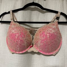 Victoria’s Secret Dream Angels Push Up 36d I Have 3: 2 With Tags, One Without But Brand New Pink Push-up Bra With Built-in Support, Pink Lace Push-up Bra, Pink Push-up Bra, Pink Lace Bra With Lace Trim, Pink Full Cup Padded Bra, Pink Full Cup Bra With Padded Cups, Pink Fitted Underwire Bra, Fitted Pink Underwire Bra, Pink Lace Feminine Bra