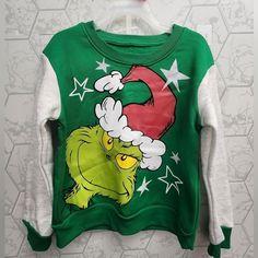 Nwt Girls' The Grinch Dreamy Fleece Pullover Christmas Sweatshirt Size: Xs (4/5) Long-Sleeve Colorblock Pullover Sweatshirt Off-White Heather And Green Palette Dreamy Illustration Of The Grinch Made From Midweight Fleece Fabric Ribbed Edges Regular Fit With Below-Waist Length Machine Wash And Tumble Dry Brand New With Tags From A Smoke Free Home Will Ship Same Or Next Day Dreamy Illustration, Grinch Christmas Sweater, Dr Seuss Shirts, Green Palette, White Heather, The Grinch, Denim Design, Dr Seuss, Waist Length