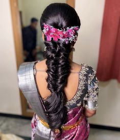 Simple Messy Braided Hairstyles Indian, Hairstyle For Pooja Function, Orchid Flower Hairstyle Indian, Braided Hairstyles Traditional, South Indian Bridesmaid Hairstyle, Messi Bride Hairstyle Indian, Messy Hairstyles For Indian Wedding, Messy Braided Hairstyles Indian Wedding