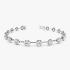 3.60 ctw 14k Round Lab Grown Diamond Bar Bracelet - Larissa 14k White Gold Ferkos Fine Jewelry Diamond Bar Bracelet, Bar Bracelet, Diamond Bar, Bar Bracelets, Diamond Bracelets, Diamond Color, 4 20, Gold Yellow, Real Gold