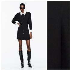 Nwt. Zara Black Mini Shirt Mini Drees With Collar, Long Sleeves. Fitted Waist. Button-Up Front. Size S, M. Ref. 3897/165. Size S - Pit To Pit 20" Flat, Shoulders 18", Sleeves 20", Waist 14,5", Length 34". Size M - Pit To Pit 21" Flat, Shoulders 19", Sleeves 20", Waist 15", Length 34". J Formal Black Shirt Dress For Fall, Black Collared Shirt Dress For Office, Classic Collared Mini Dress For Fall, Black Long Sleeve Winter Shirt Dress, Fitted Collared Shirt Dress For Winter, Black Long Sleeve Shirt Dress For Winter, Winter Collared Fitted Shirt Dress, Classic Black Stretch Mini Dress, Collared Black Shirt Dress For Work