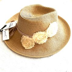 Nwt August Hat Co.Tan Hat With Flower Semi Floppy Spring Summer Straw Hat With Flower Shape, Summer Vacation Hats With Flower Shape, Summer Vacation Hat With Flower Shape, Floral Sun Hat For Spring Vacation, Flower Shaped Sun Hat For Spring Vacation, Flower-shaped Spring Sun Hat For Vacation, Casual Summer Sun Hat With Flower Shape, Casual Flower Shaped Sun Hat For Summer, Casual Flower-shaped Sun Hat For Summer