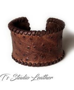 Ts Studio Leather Bracelet Jewelry wide cuff Western Hand Tooled Brown Black Leather Cuff Bracelet, Leather Wedding, Leather Cuff Bracelet, Chic Bohemian, Wrist Wear, Iphone Leather Case, Ostrich Leather, Hand Tooled Leather, Leather Flowers