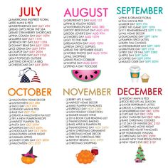 a calendar with the dates for july and december in different languages, including watermelon