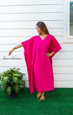 "Measurement and detail: 👉Fabric: 100% Cotton 👉Size: One Size Fits Most (S-4XL) Extremely comfy 👉Length of Dress: 47\" (120 cm.) 👉Width of Dress: 40\" (100 cm.) 👉Bust 60\"- 80\" 👉Great for taking a walk in nature or the beach, festivals, family get together, or just relaxing at your home. ------------------------------------------- 🌸Care Instruction: Machine Washable. We recommend you put them in a garment bag to protect the feel of the kaftan. -------------------------------------------- Oversized Kaftan For Daywear, Oversized Daywear Kaftan, Summer Oversized V-neck Kaftan, Oversized Short Sleeve Kaftan For Spring, Oversized Poncho With Batwing Sleeve For Vacation, Oversized Long Tunic For Daywear, Spring Oversized Short Sleeve Kaftan, Oversized Short Sleeve Spring Kaftan, Oversized Batwing Sleeve Kaftan For Spring