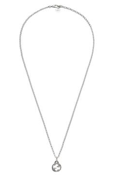 This rolo-chain necklace makes a recognizable statement with an interlocking-G logo pendant that's cast in sterling silver and engraved for added dimension. Style Name:Gucci Interlocking-G Pendant Necklace. Style Number: 5864279. Available in stores. Gucci Necklace Silver, Diy Kits Gift, Shine Bright Like A Diamond, Rolo Chain, Keep Jewelry, Jewelry Inspo, Locket, 18k Gold, Chain Necklace