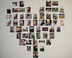 a heart shaped photo collage on the wall