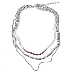 Classy and bold, this Adornia stainless steel layered chain necklace makes for a unique style. Classy and bold, this Adornia stainless steel layered chain necklace makes for a unique style. Nickel free Metal: stainless steel Chain length: 18 in. + 2-in. extender Packaging: pouch Plating: rhodium Finish: polished Chain type: cable, curb, snake Size: 17". Color: Silver Tone. Gender: female. Age Group: adult. Silver Chain Link Layered Necklace, Silver Clavicle Chain Necklace For Layering, Chunky Chain Multi-strand Necklaces For Layering, Multi-strand Chunky Chain Necklace For Layering, Trendy Layered Necklace With Chunky Chain, Modern Chunky Chain Stainless Steel Necklace, Trendy Chunky Chain Layered Necklace, Modern Stainless Steel Necklace With Chunky Chain, Modern Stainless Steel Chunky Chain Necklace