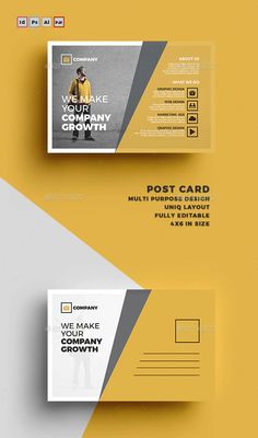 a yellow and gray business card mock up