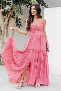 Pink Maxi Dress Outfit, Cocktail Dress Wedding Guest, Summer Beach Dress, Cocktail Dress Wedding, Dress Shopping, Newborn Family, Inspo Board, Senior Photo, Tiered Maxi Dress