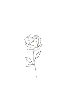 a single rose is shown in the middle of a line art drawing, with leaves on it