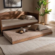 Baxton Studio Veles Modern and Contemporary Ash Walnut Finished Twin Size Trundle Bed FredCo theFredCo Bed Styles, Beautiful Bed Designs, Twin Size Mattress, Twin Trundle, Twin Size Bed Frame, Bed Design Modern, Twin Mattress Size, Baxton Studio, Twin Size Bedding