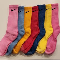 Nwt Unisex Nike Socks, Without Tags Or Bags, No Damages And From A Smoke-Free Home. Size Men 8-12 / Women 10-13. All 7 For $65 Nike Socks Colorful, Nike Socks Women, Track Star, Color Socks, Nike Socks, Sock Packs, List Ideas, Nike Pink, Colorful Socks