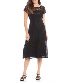 Shop for Ignite Evenings Round Neck Short Sleeve Sequin Lace Midi Dress at Dillard's. Visit Dillard's to find clothing, accessories, shoes, cosmetics & more. The Style of Your Life. Dress For Older Women, Semi Formal Dresses Black, Black Lace Prom Dress, White Outfits For Women, Easter Dresses For Toddlers, White Sequin Dress, White Evening Gowns, Silver Cocktail Dress, Black Formal Dress