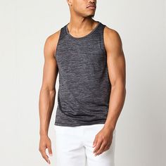 Every workout wardrobe needs a high-performing tank top like this Xersion EverAir men's style. Crafted from a soft, breathable recycled mesh blend with QuickDri technology and 4-way stretch for optimal air flow, this sleeveless top is cut for a regular-fit with a crew neckline. Wear it with shorts or pants. Features: Dri Fit, Quick Dry, Moisture WickingClosure Type: Pullover HeadFit: Regular FitNeckline: Crew NeckSleeve Length: SleevelessApparel Length: 28 InchesFiber Content: 56% Polyester, 44% Workout Tank Vest, Athleisure Tops With Dropped Armholes For Gym, Stretch Tank Top With Dropped Armholes For Workout, Athleisure Muscle Tee With Dropped Armholes, Sporty Stretch Muscle Tee For Light Exercise, Stretch Muscle Tee Tank Athleisure, Athleisure Stretch Muscle Tank Tee, Sporty Crew Neck Muscle Tee For Yoga, Sporty Muscle Tee With Crew Neck For Yoga