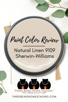 the logo for paint color review natural linen 919 sherwin - williams, three bears home staging